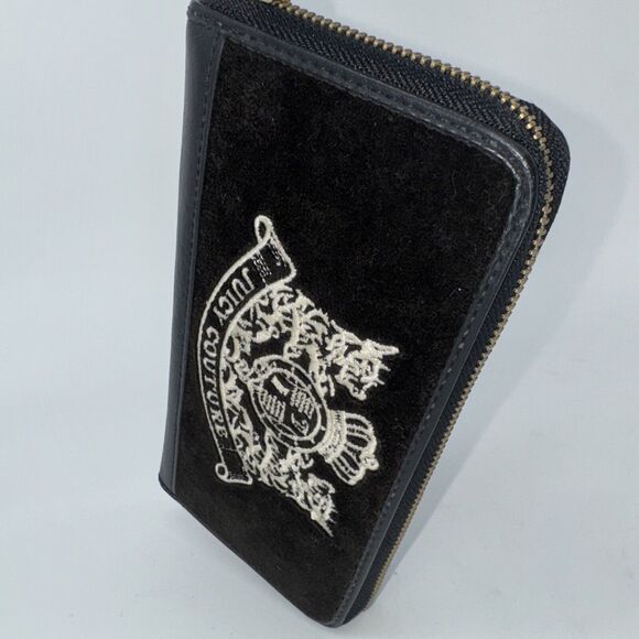 RARE NEW Y2K Original Juicy Couture Black Velour Scottie Dog Long Wallet 8" NWOT - Picture 11 of 12